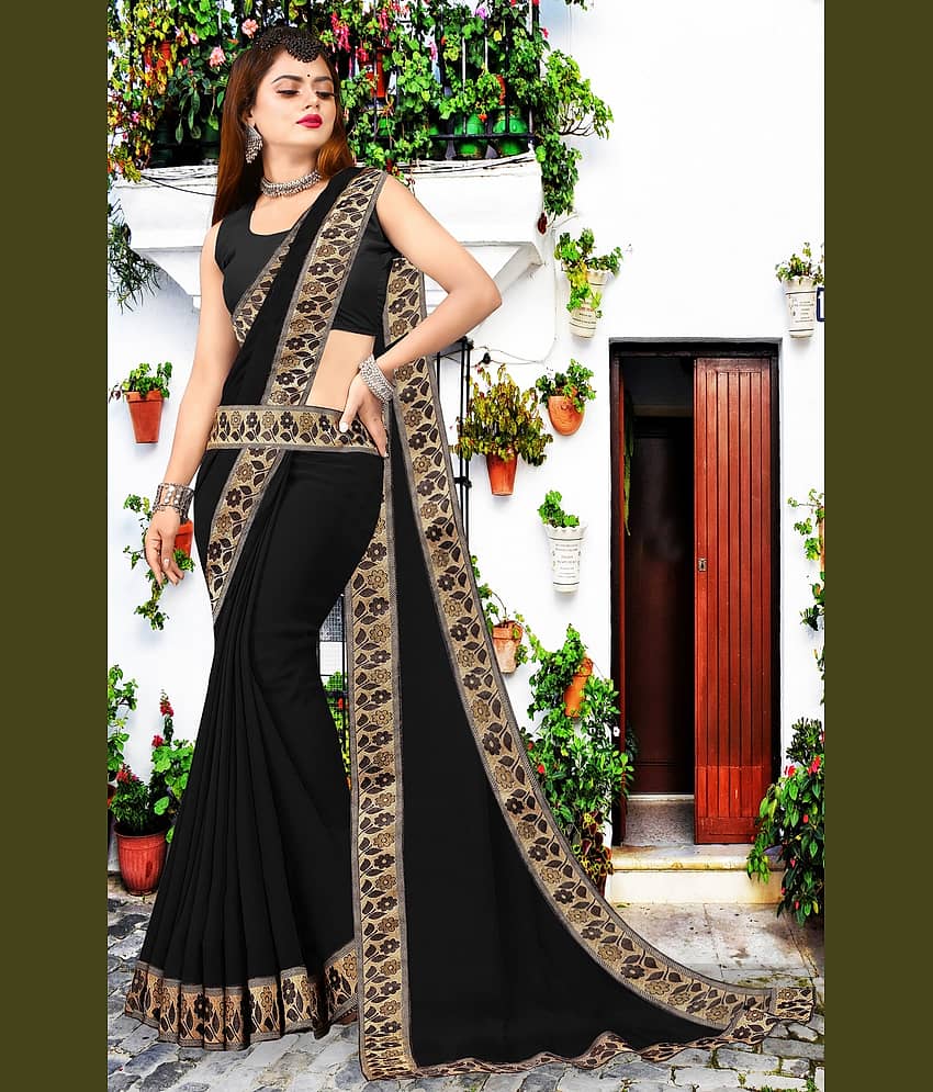 WXW Fashion Lycra Embroidered Regular Saree With Unstitched Blouse Piece ( Maroon ) view 2