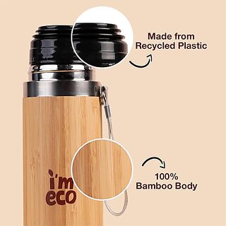 IMECO Bamboo Thermos Flask, Bamboo Flat Head Bottle, Bamboo Facial Tissues (200 Pulls), Everyday Essential Combo view 2