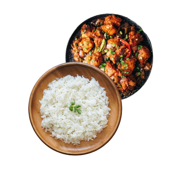 Chilli Chicken Dry With Rice Meal
