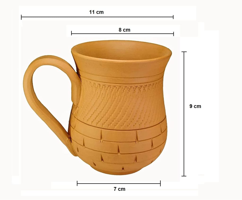 Handmade Clay Coffee Mugs, Set of 2, 10oz, Brown view 2