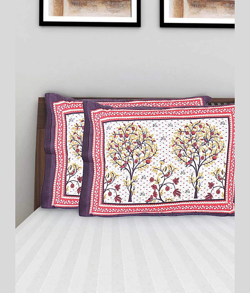AJ Home - Pack of 2 Cotton Floral Regular Pillow Cover ( 68.58 cm(27) x 43.18 cm(17) ) - Pink view 2