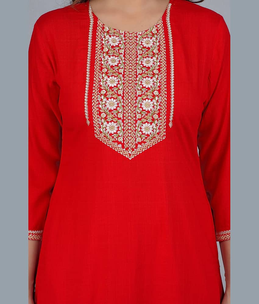Mishree Collection - Turquoise A-line Rayon Women's Stitched Salwar Suit ( Pack of 1 ) view 2