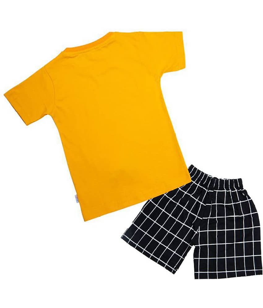 CATCUB Unisex for Baby Cotton Blend T Shirts & Shorts ( Yellow ) view 2