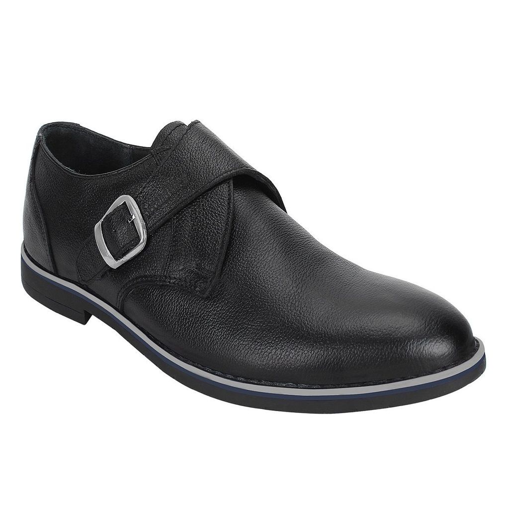 SeeandWear Monk Shoes for Men. Single Strap Black Genuine Leather Formal Shoe. view 2