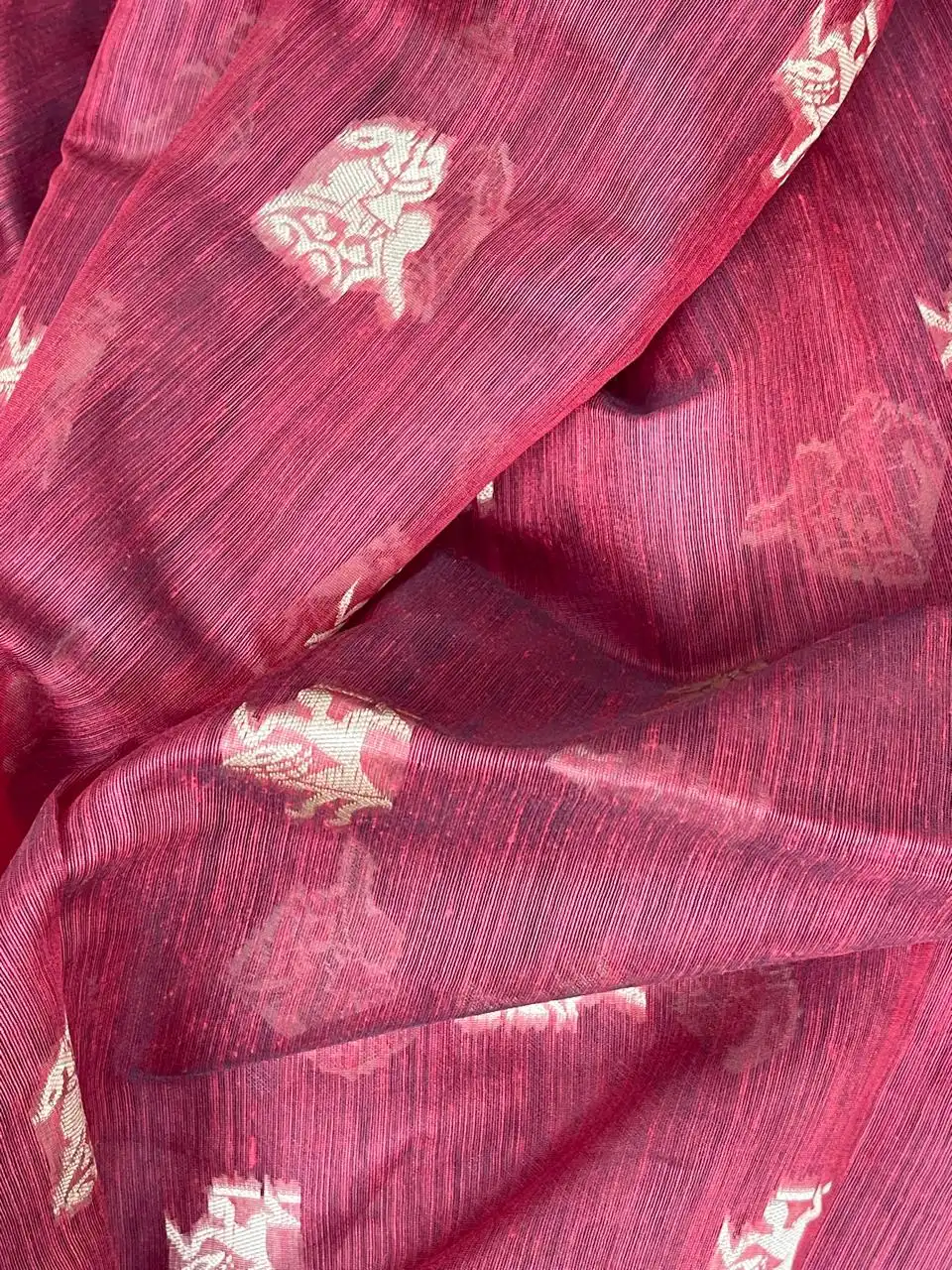 Saura Art Handloom Saree Dark Maroon Story Pallu view 2