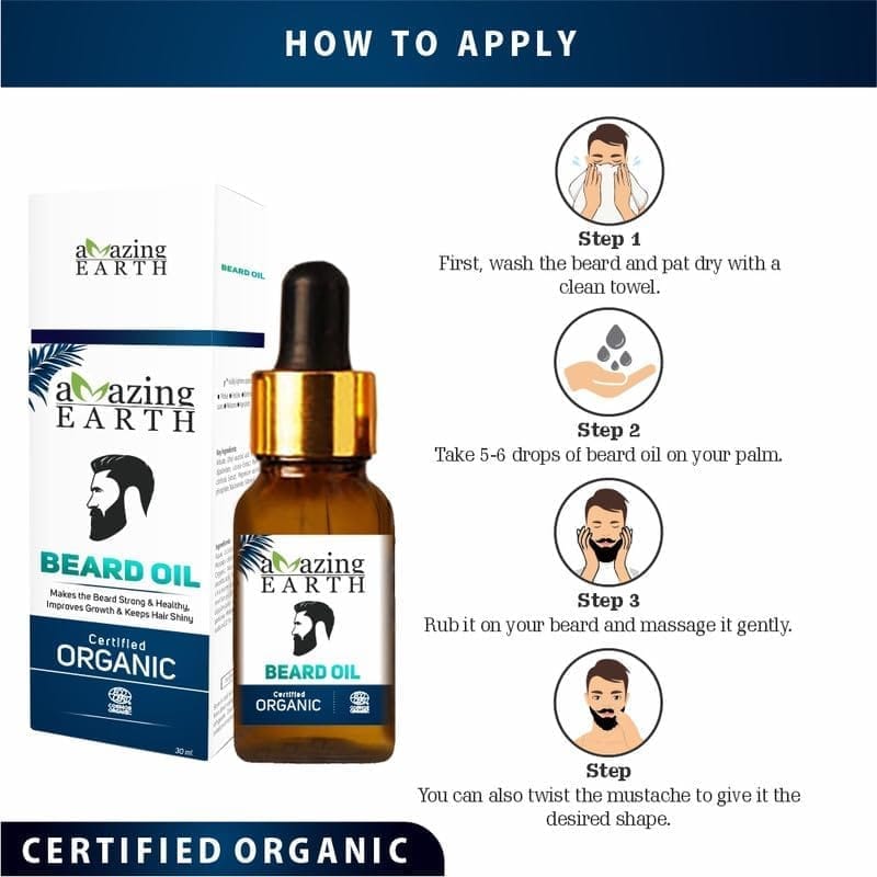 AMAzing EARTH Beard & Mustache Wax And Beard Oil Combo Certified Organic view 2