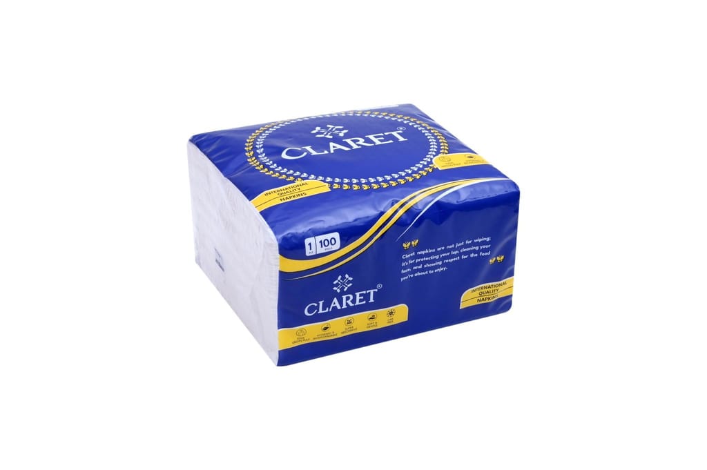 Claret Soft & Natural Paper Napkins - 30x30 cm, 1 Ply, 100 Pulls (Pack of 3), Multipurpose for Makeup, Small Spills & Daily Use (Dark Blue) view 2