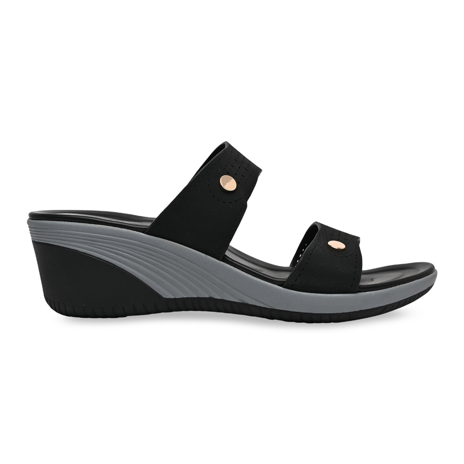 Black Women Casual Laser Cut Platforms view 2