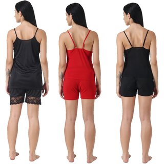 Kismat Fashion Sexy & Stylish Top & Shrt Set With Lace work Pack Of Three view 2