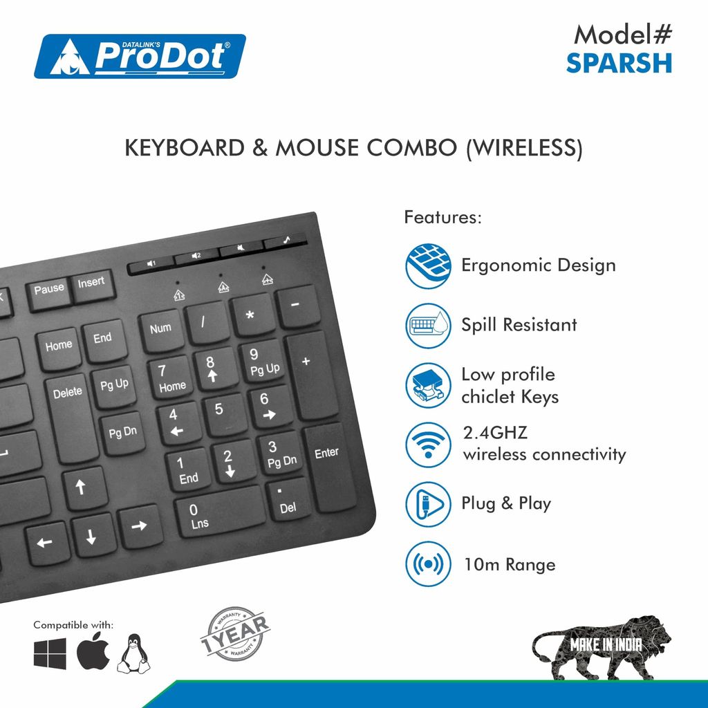 ProDot Keyboard & Mouse Combo Compatible with Window, Mac, Pc, Laptop view 2