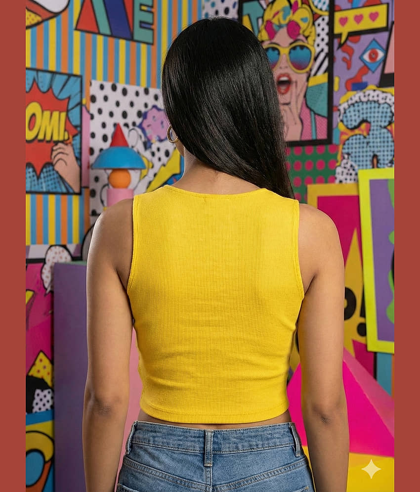 ELBATROSS Women's Lycra Tank Top ( Mustard ) view 2