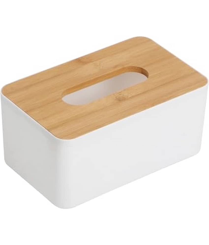Wooden Tissue Paper Holder Box Organizer for Car Decor Home, Wooden Cover Plastic Tissue Box Holder for Storage on Bathroom, Countertop, Bedroom Dresser, Night Stand, Desk view 2