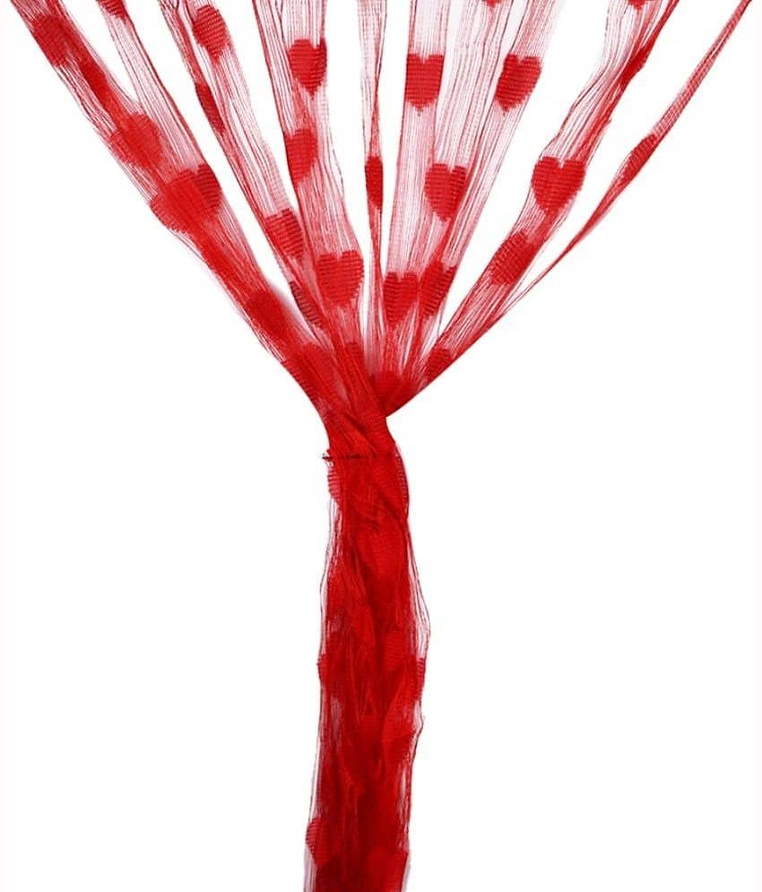 Handloomwala Abstract Transparent Rod Pocket Curtain 6.5 ft ( Pack of 1 ) - Red view 2