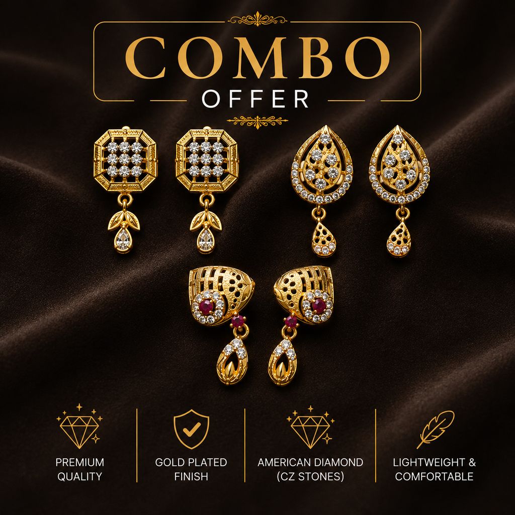 Micro gold plated Daily use AD stone Earrings view 2