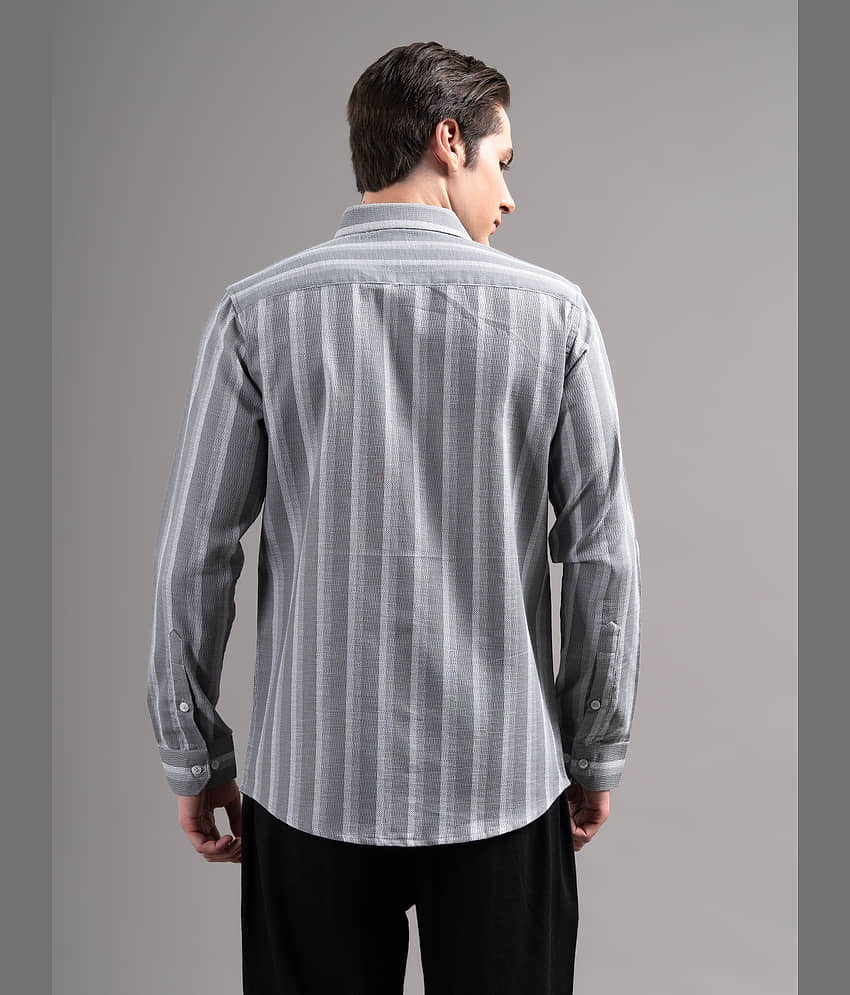 Paul Street Linen Regular Fit Striped Full Sleeves Men's Casual Shirt - Brown ( Pack of 1 ) view 2