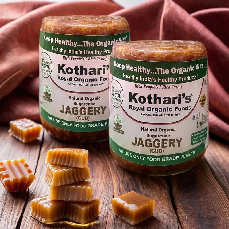 Kothari's Royal Organic Jaggery 900 GM (Sugarcane Jaggery Block/Gud/Gur/Gud Bhelli/Vellam/Sharkara Bellam/Nattu/Jaggey/Pure/Natural/No Preserveties) view 2