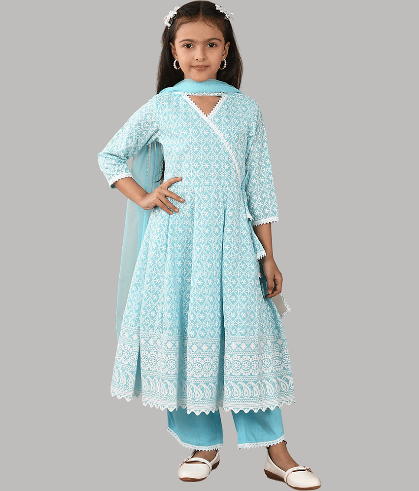 HLGARMENTS Girls Cotton Anarkali Suit Set ( Pack of 3 , Gray ) view 2