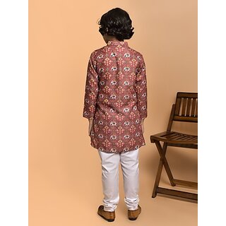 PrintCultr Boys Festive & Party Kurta and Pyjama Set (Maroon) view 2