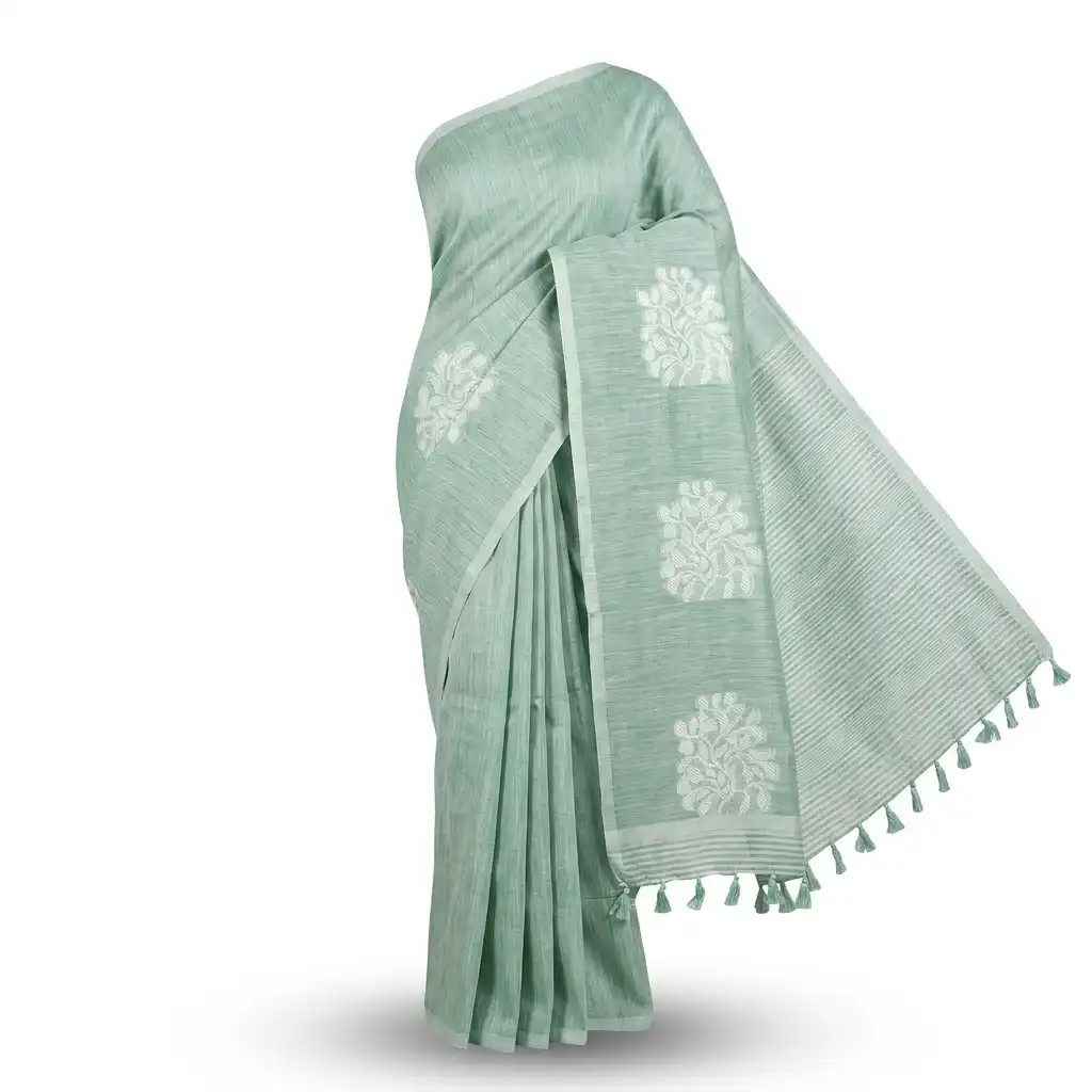 Sambalpuri Pastel Green Ikat Handloom Saree
