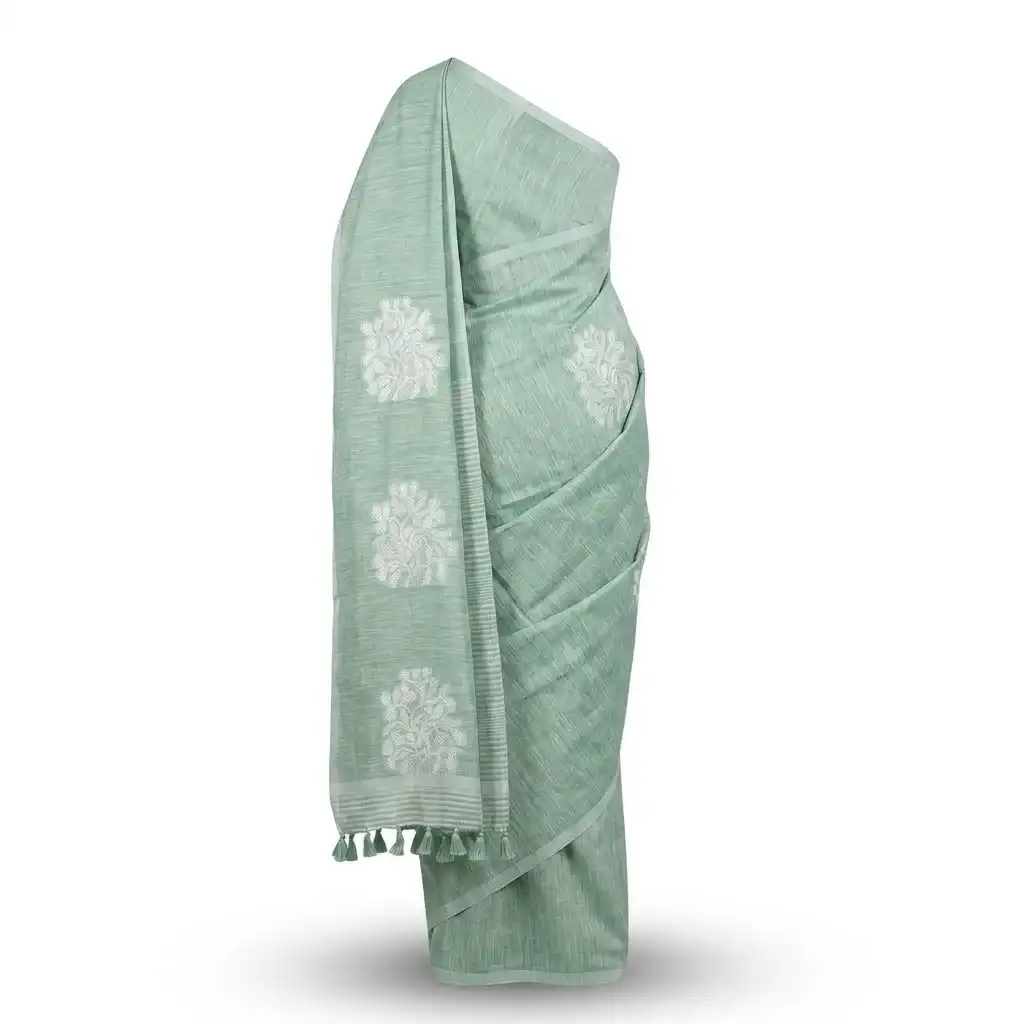 Sambalpuri Pastel Green Ikat Handloom Saree view 2