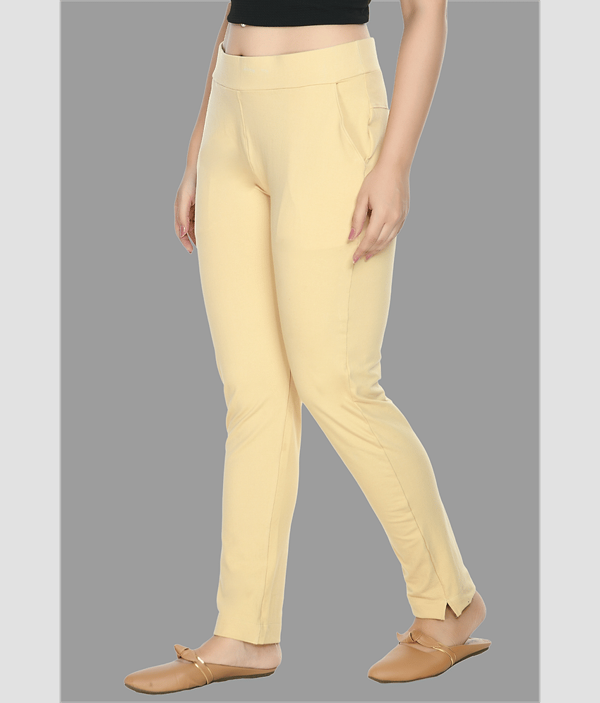 PREEGO - Cotton Slim Fit Beige Women's Jeggings ( Pack of 1 ) view 2
