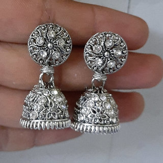luv fashion silver oxidized jhumkis view 2