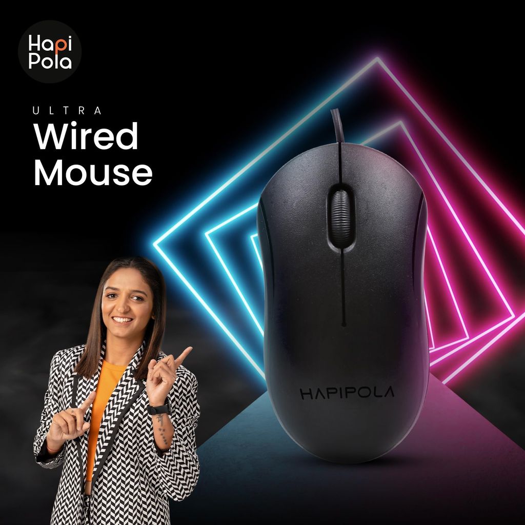 HAPIPOLA Mouse Ultra Mouse, Wired Optical Mouse, Scrolling Wheel, Plug and Play view 2