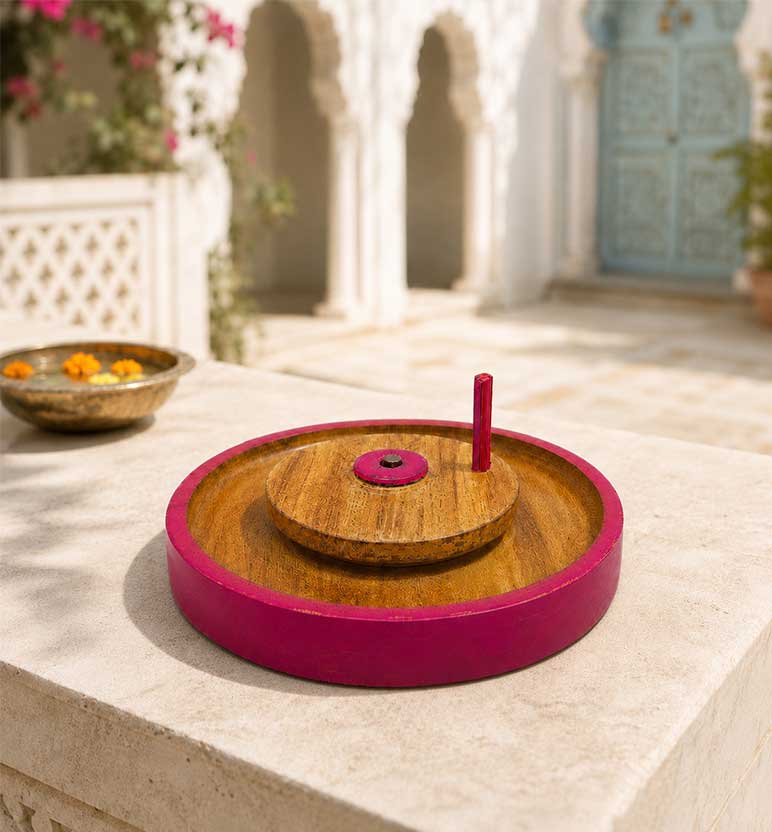 Handcrafted Lacquerware Wooden Aata Chakki (Miniature Flour Mill)