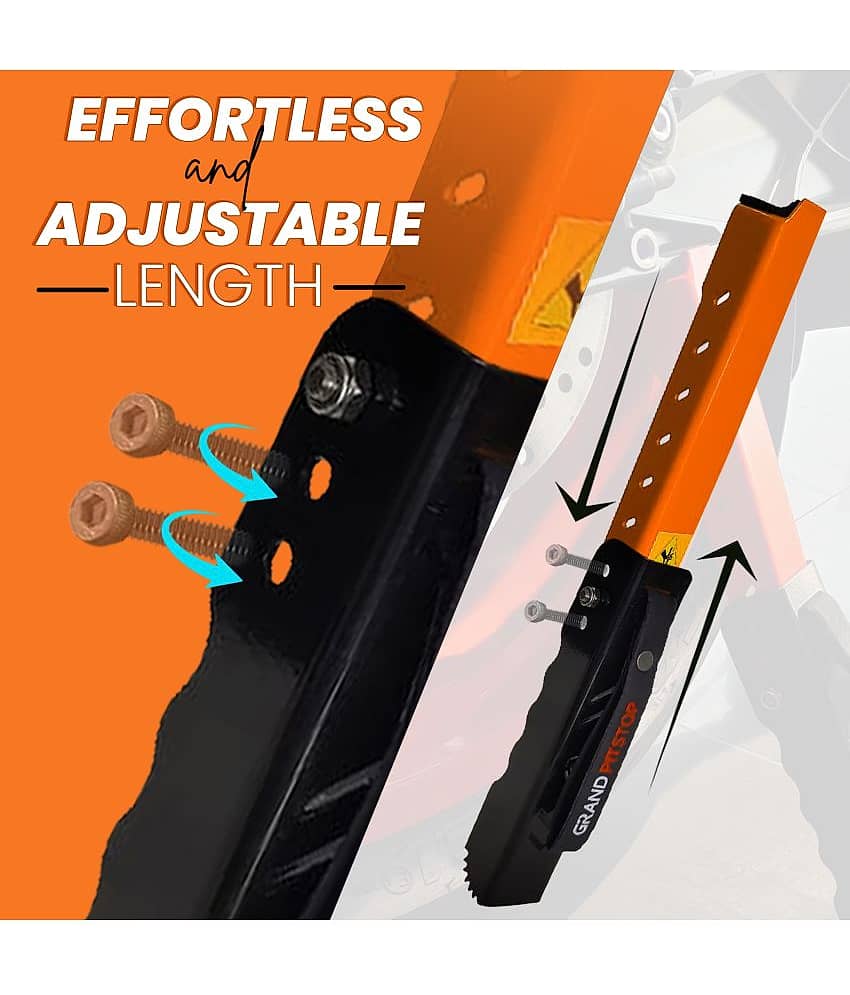 Grand Pitstop Moto Jack for Bike Adjustable, Chain Cleaning and Lubrication, Puncture Check for Double Sided swingarm (Black + Orange, Motorcycle Weight Upto 220 kg) view 2