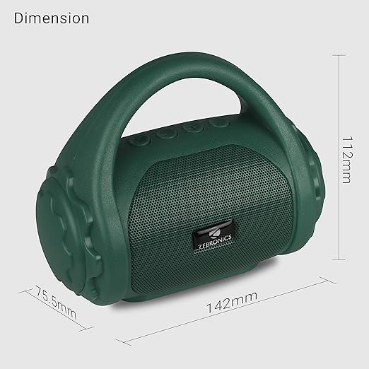 Zebronics ZEB-COUNTY 3W Wireless Bluetooth Portable Speaker With Supporting Carry Handle, USB, SD Card, AUX, FM & Call Function. (Green) view 2
