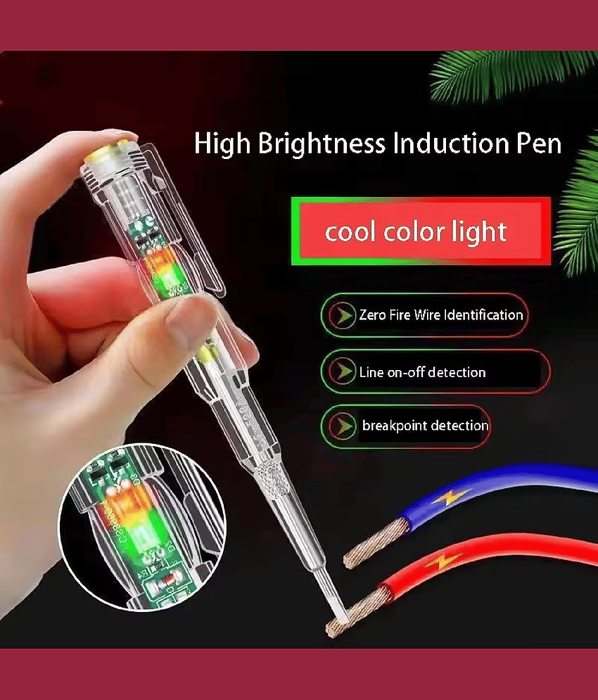 Electrical Tester Pen, 70-250V Induction Power Detector Pen Electrical Screwdriver Circuit Tester, Electrical Tester Pen with LED Color Light, Non-Contact AC Voltage Tester Pen. view 2
