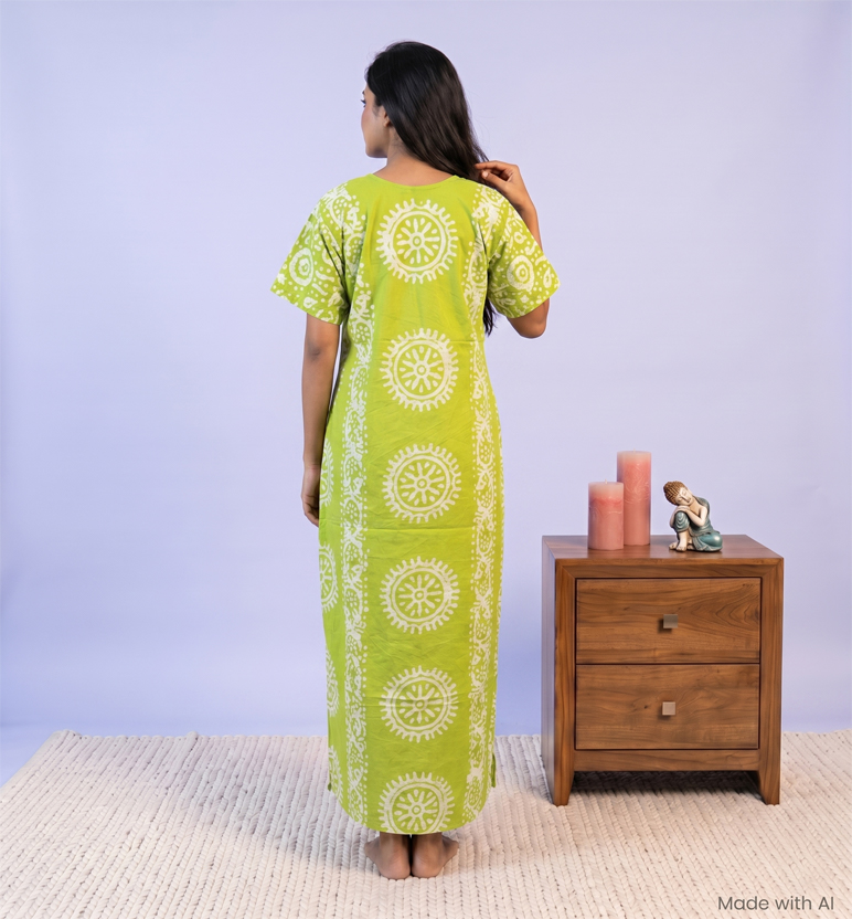 Handcrafted Batik Printed Cotton Gown view 2