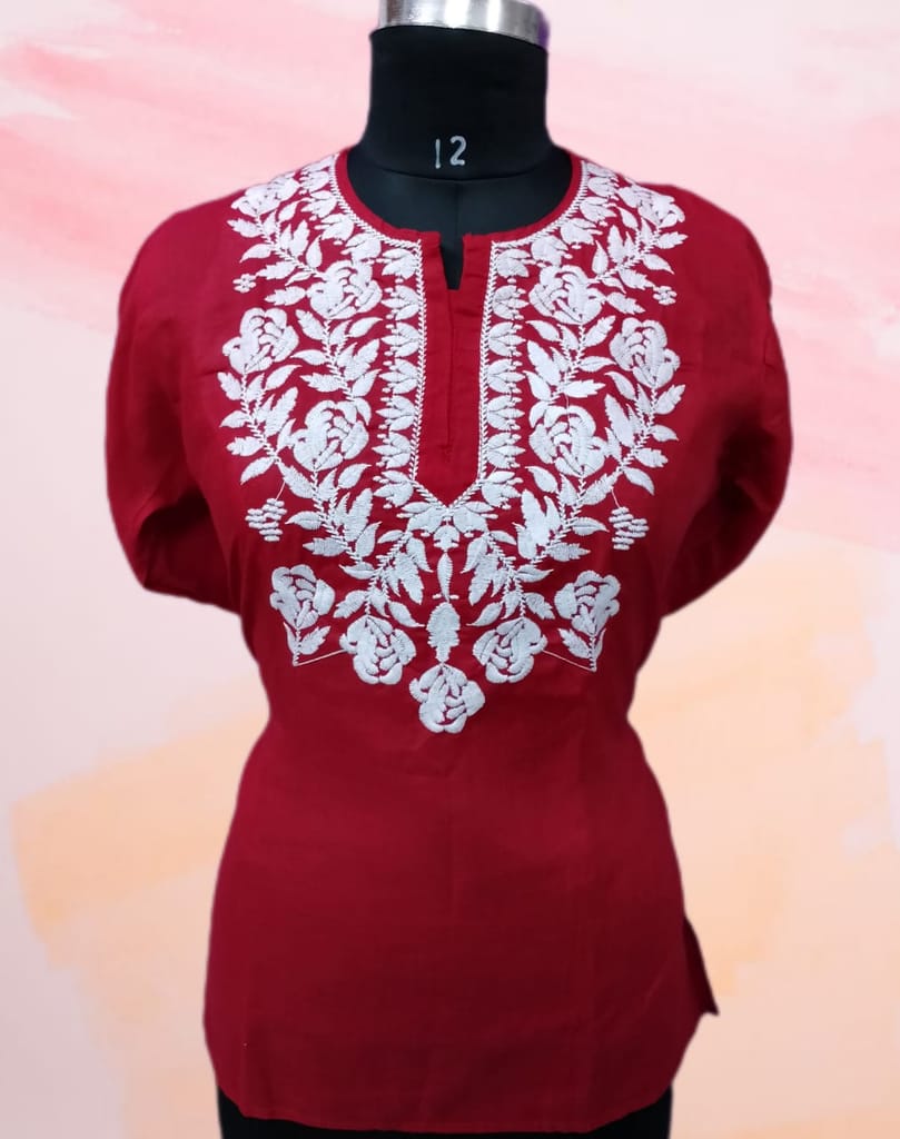 RED COTTON SHORT KURTI view 2