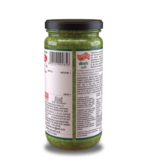 Temptin GreenHot Chutney Glass Bottle 240g x 4 (Pack of 4) | Spicy, Tangy & Flavorful Chutney for Snacks, Meals | and More | Perfect Blend of Fresh Ingredients for Every Tastebud view 2