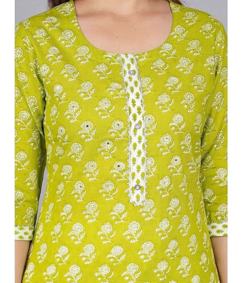 Mishree Collection - Turquoise Straight Cotton Women's Stitched Salwar Suit ( Pack of 1 ) view 2