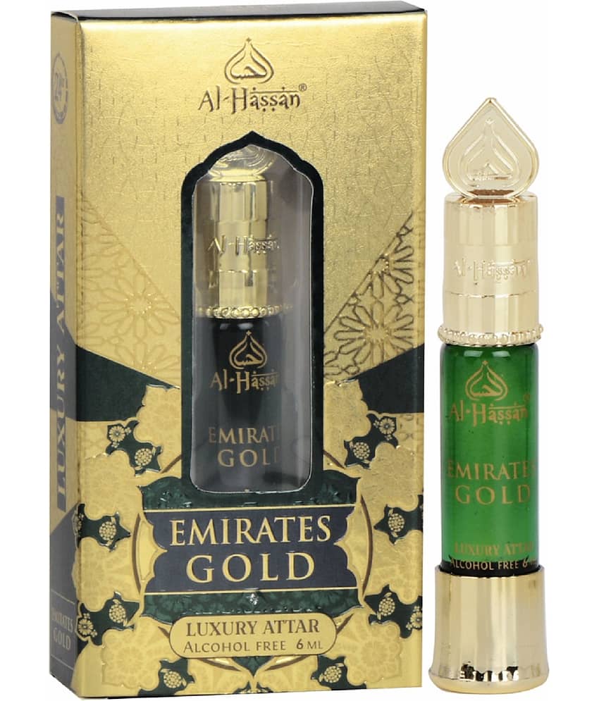 Al - Hassan Emirates Gold Attar For Men & Women Alcohol-free ittar Roll on 6 ml (Pack of 1)