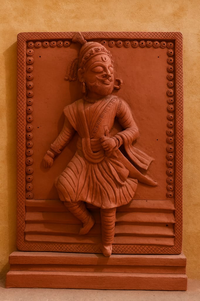 Handcrafted Terracotta Shivaji Maharaj Wall Art Sculpture - Maratha Warrior Relief view 2