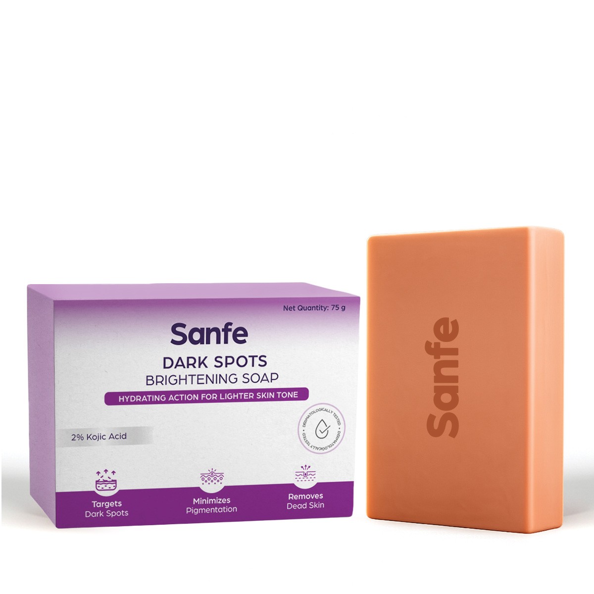 Sanfe Kojic Acid Soap for Brightening Skin, Face & Body De Tan Soap, Pack of 1