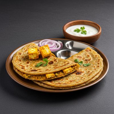 Paneer Paratha with Curd