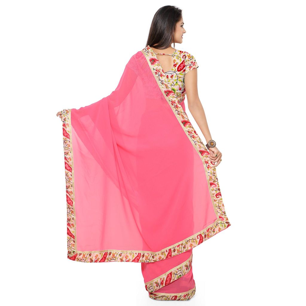 Florence Women's Faux Georgette Saree With Blouse Piece view 2