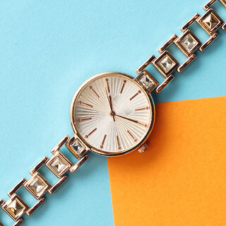 New arrival Bracelet Stylish Design White Diamond Belt Rose Gold Classic Watches Analog Watch For Girls view 2