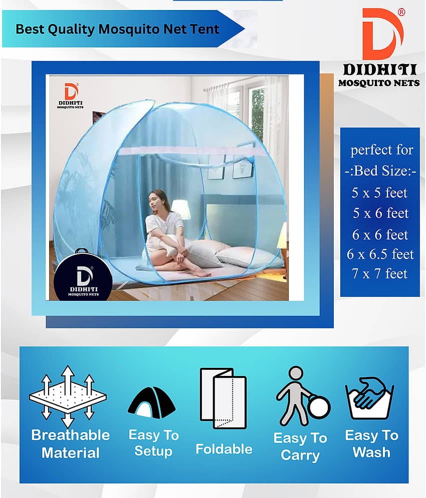 didhiti - Dark Blue HDPE - High Density Poly Ethylene Foldable Mosquito Net, Machardani ( Pack of 1 ) view 2