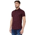 Mufti Maroon Geometric Print Slim Fit Casual Shirt view 2