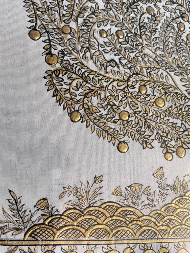 Pichwai Painting- Life Of Tree in wooden frame view 2