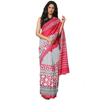KVR Handicrafts Women's Plain Weave Cotton Saree With Blouse Piece view 2