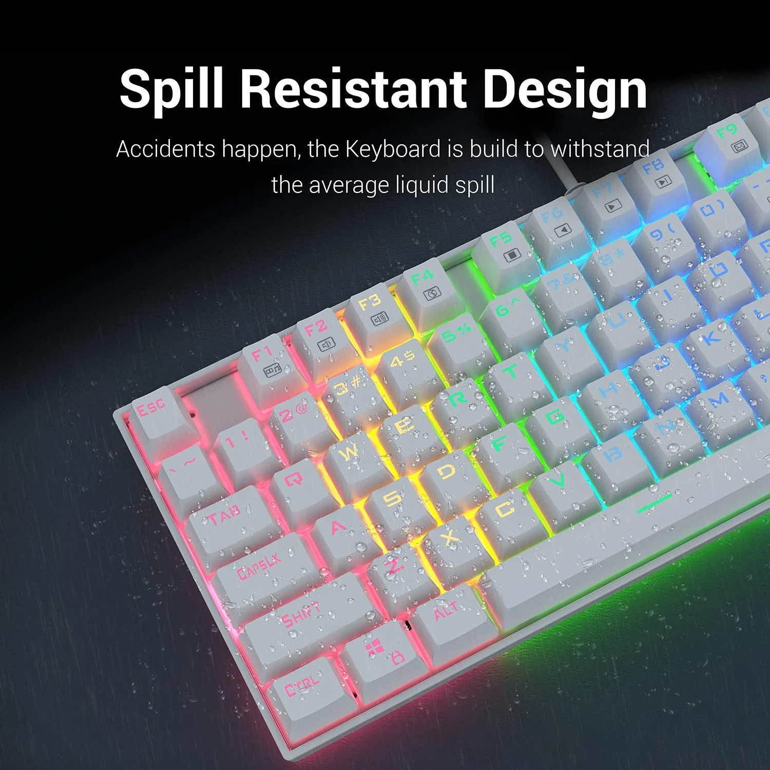 Redragon Kumara K552 - TKL Wired Mechanical Keyboard RGB White (Blue Switch) view 2
