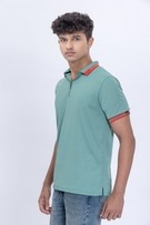 Aqua Forest Green Polo With Contrast Collar view 2