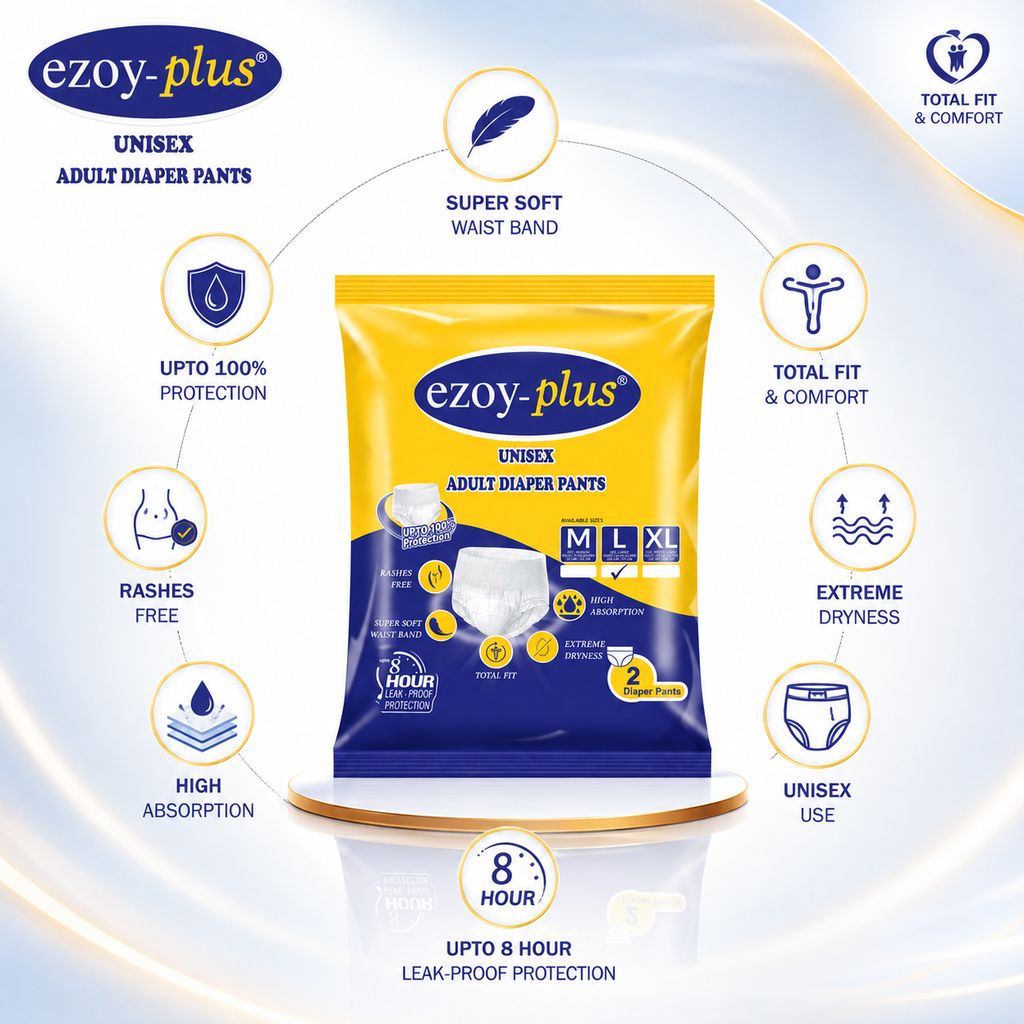 EzoyPlus Unisex Adult Diaper Pants L Size | High Absorption | Comfortable Pant Style Adult Diapers view 2