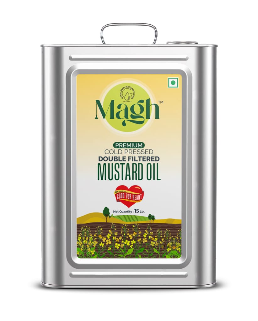 MAGH - COLD PRESSED - DOUBLE FILTERED - Premium - MUSTARD OIL 15 LITER