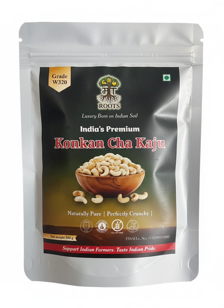 Maa Roots W320 Cashew Nuts 200g | Premium Whole Unroasted Kaju | Konkan Cashews | Natural Dry Fruits | High Protein, Fibre & Minerals | Healthy Snacks